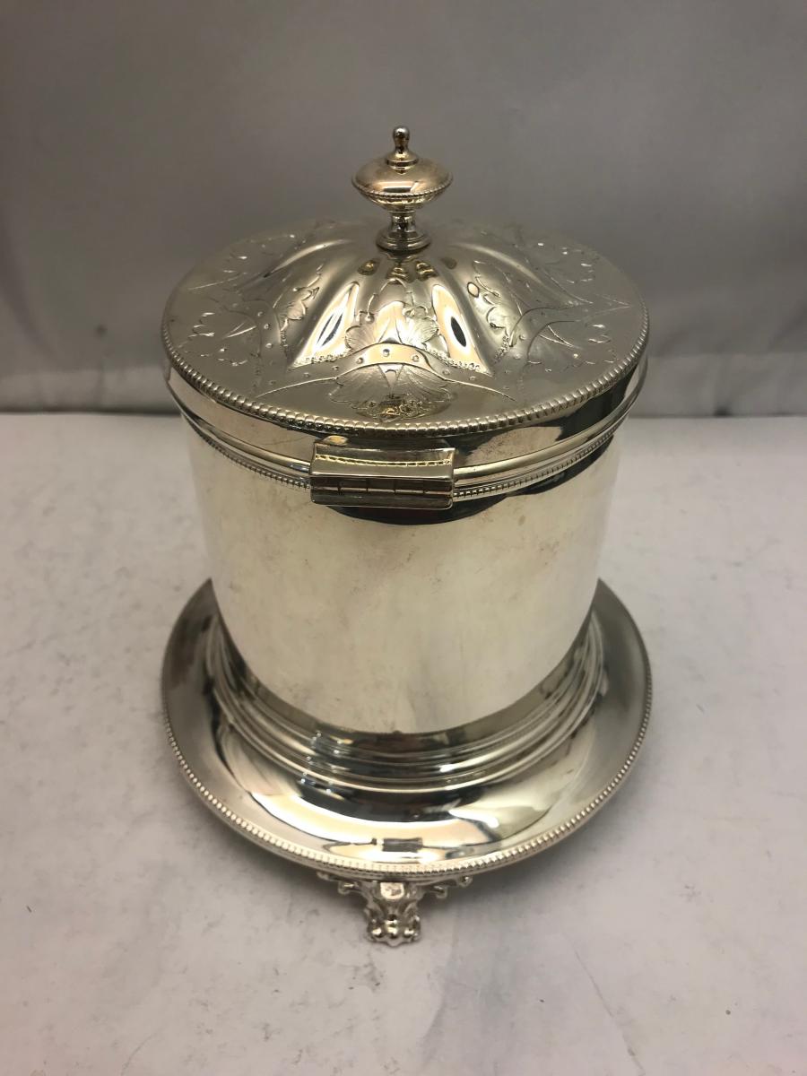 An Antique silver plated biscuit box, made in 1900