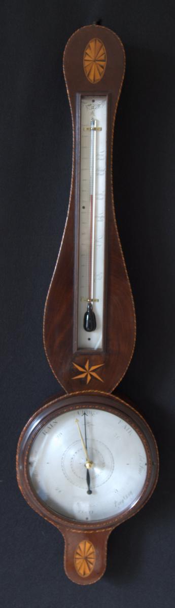 Lewis Casartelli London. Early 19th Century mahogany wheel barometer