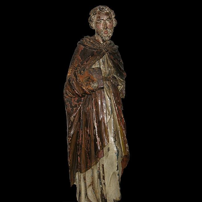 An imposing Northern French carved figure of a Saint,  circa 1450 – 1500