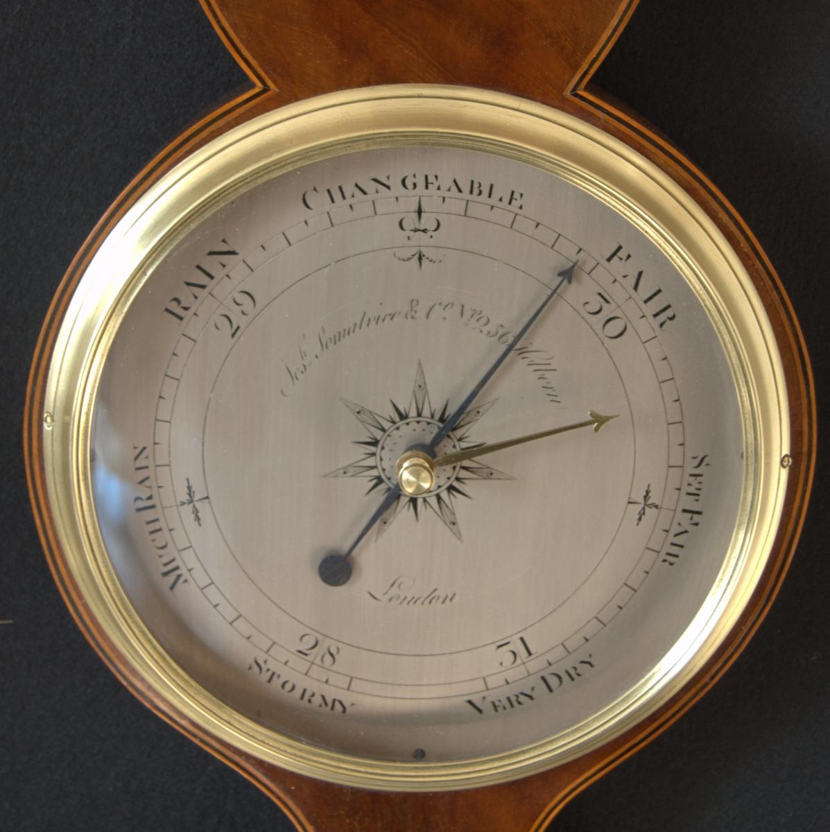 Joseph Somalvico - London. 18th Century mahogany Wheel Barometer
