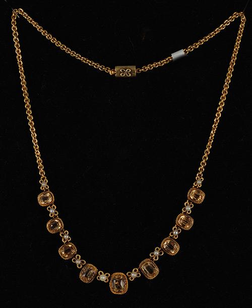 Topaz and Pearl Victorian Necklace Circa 1880