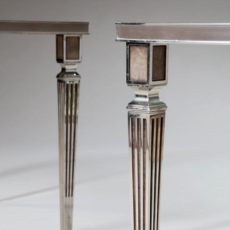 A Fine Pair of Silver Plated Side Tables after Maison Jansen