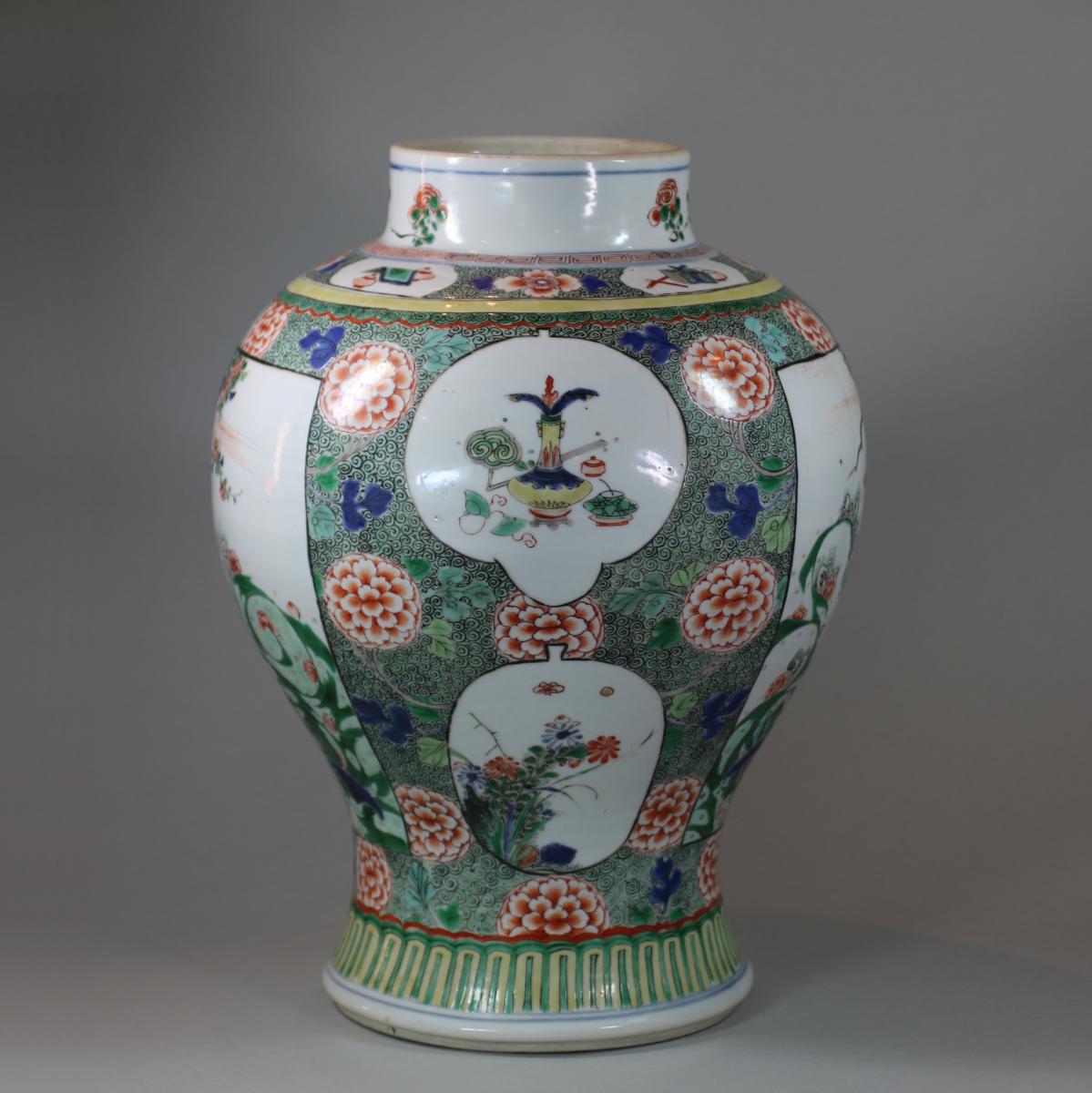 Chinese famille verte baluster vase, Kangxi (1662-1722)