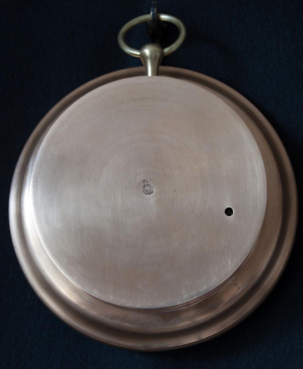 Brass-cased aneroid barometer, [6.5in. / 16.5cm] with exposed movement