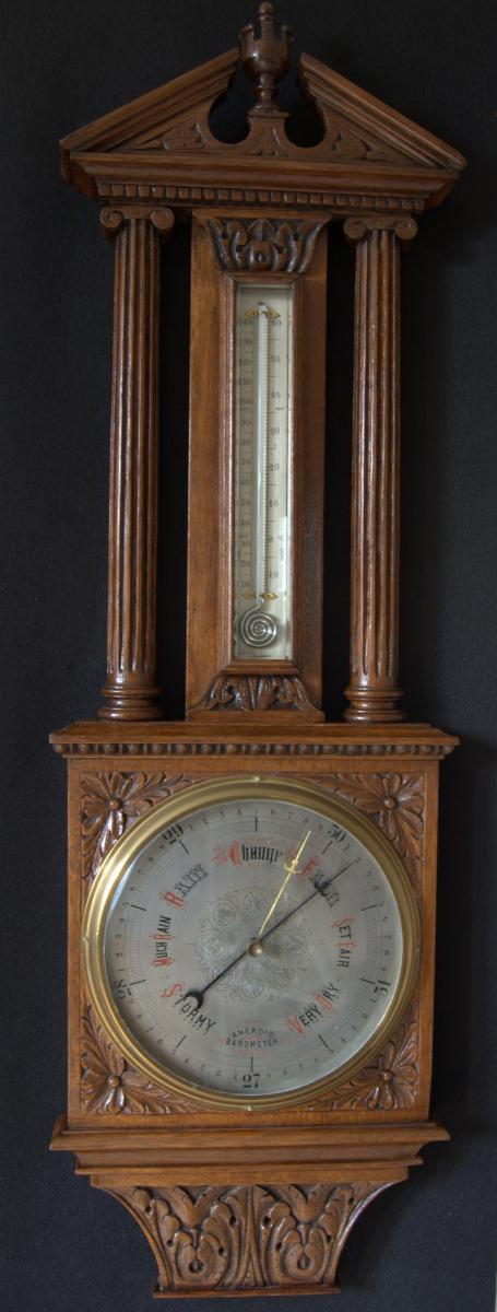 Negretti & Zambra 19th Century oak-cased Aneroid Barometer