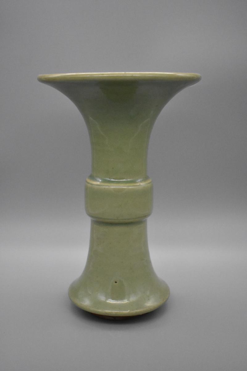 A Chinese Longquan Celadon Gu-Shaped Vase