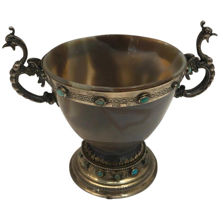 19th century German Silver and Agate Cup