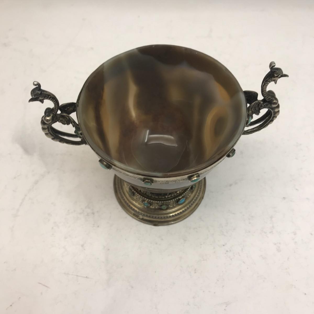 19th century German Silver and Agate Cup