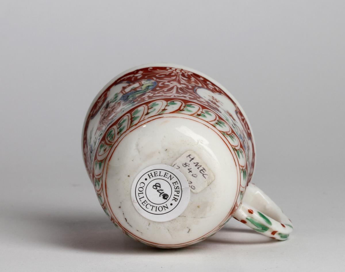 A London decorated Chinese blanc de chine Capuchin cup