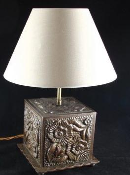 Art Deco hammered metal table lamp by Gabriel Lacroix