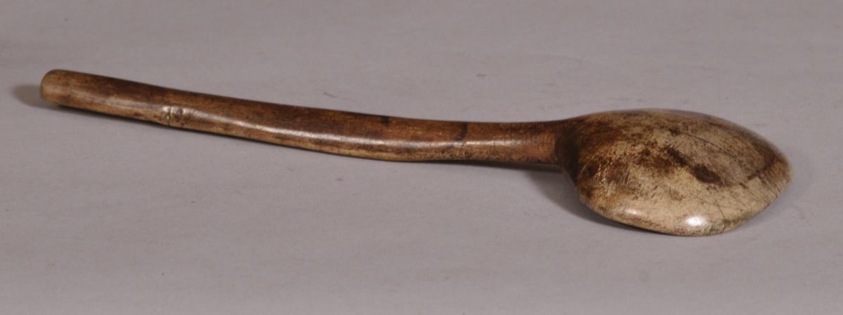 S/3651 Antique Treen 19th Century Welsh Sycamore Cawl Spoon