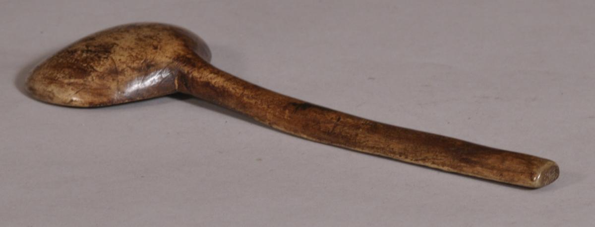 S/3651 Antique Treen 19th Century Welsh Sycamore Cawl Spoon