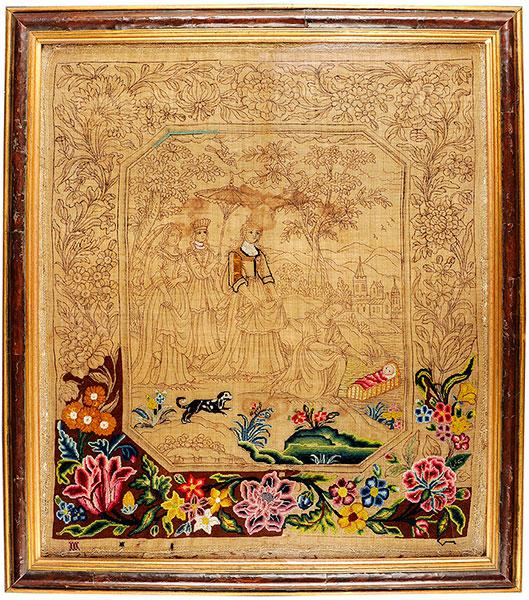 Unfinished Embroidery Panel. English. Circa 1720