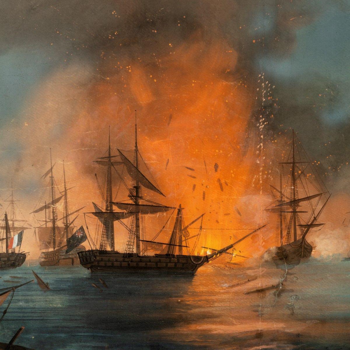 Watercolour of the Battle of the Nile