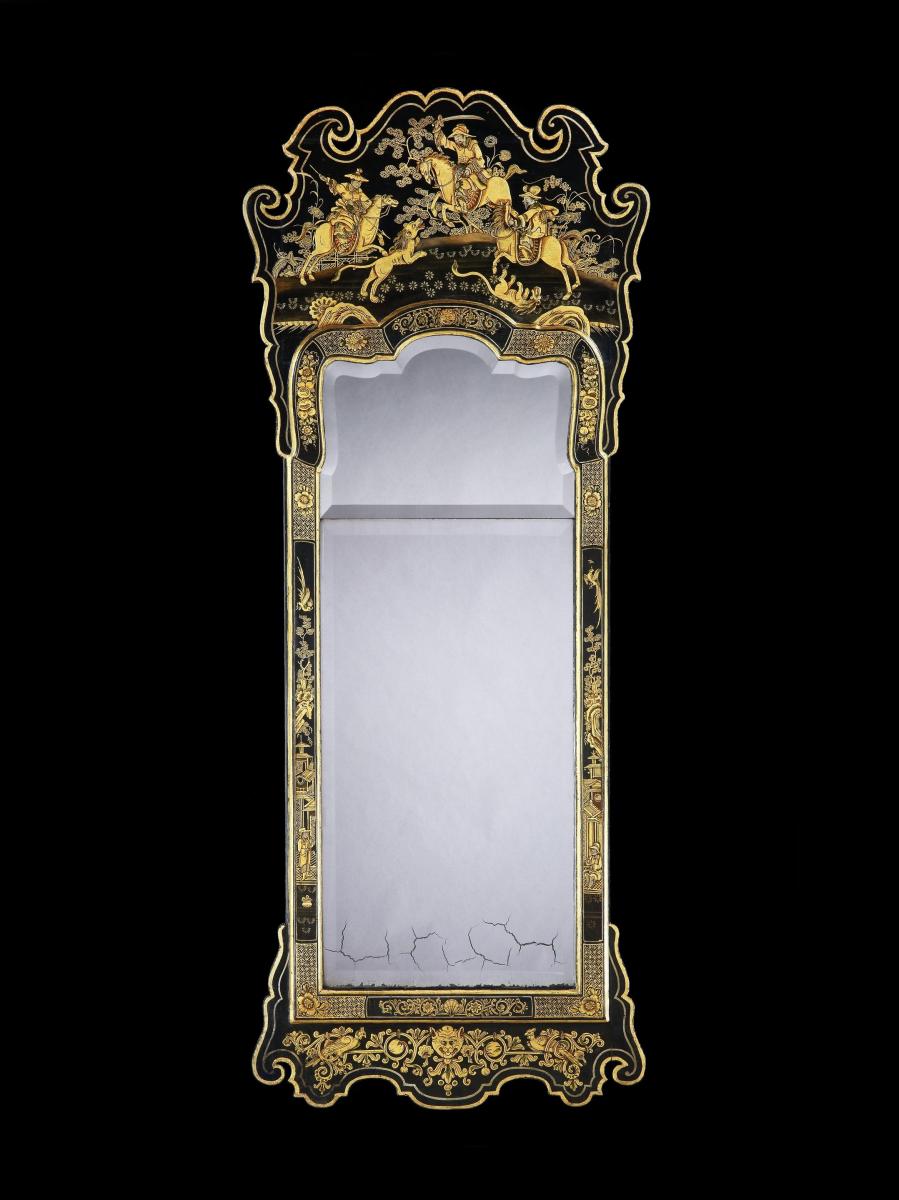 Giles Grendey: A George II Green Japanned Pier Mirror