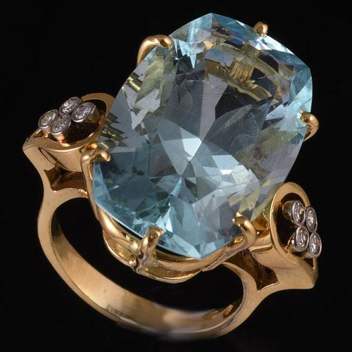 Aquamarine and Diamond Ring, Circa 1960