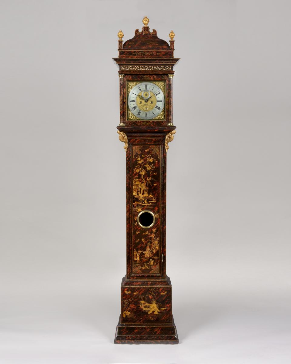 A Fine Queen Anne Period Faux Tortoiseshell Chinoiserie Lacquer Longcase Clock