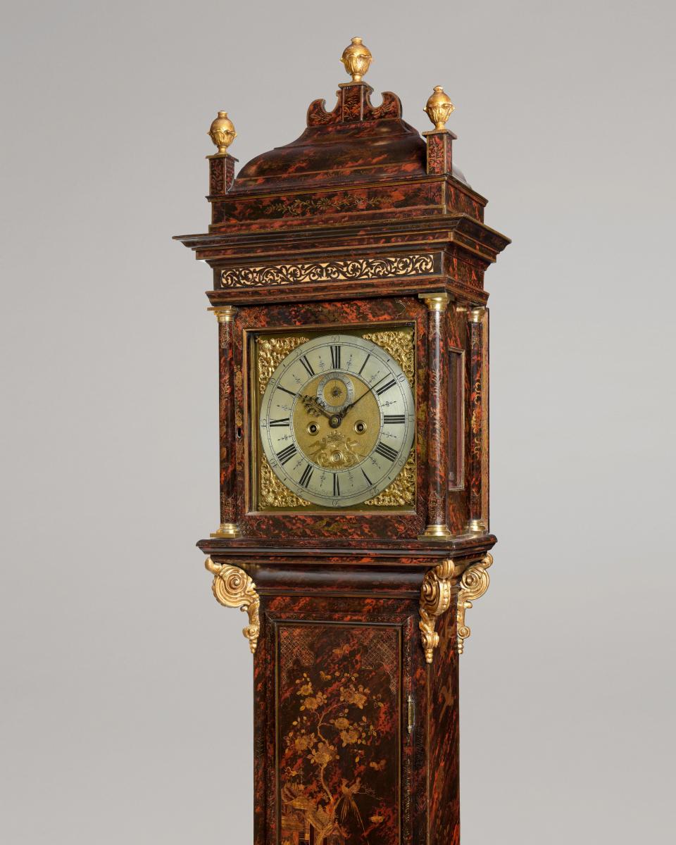 A Fine Queen Anne Period Faux Tortoiseshell Chinoiserie Lacquer Longcase Clock