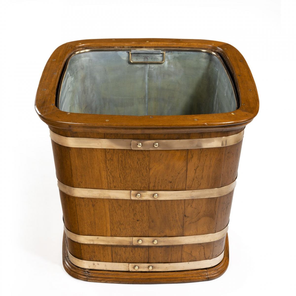 A Large Edwardian Copper-Bound Teak Log Box