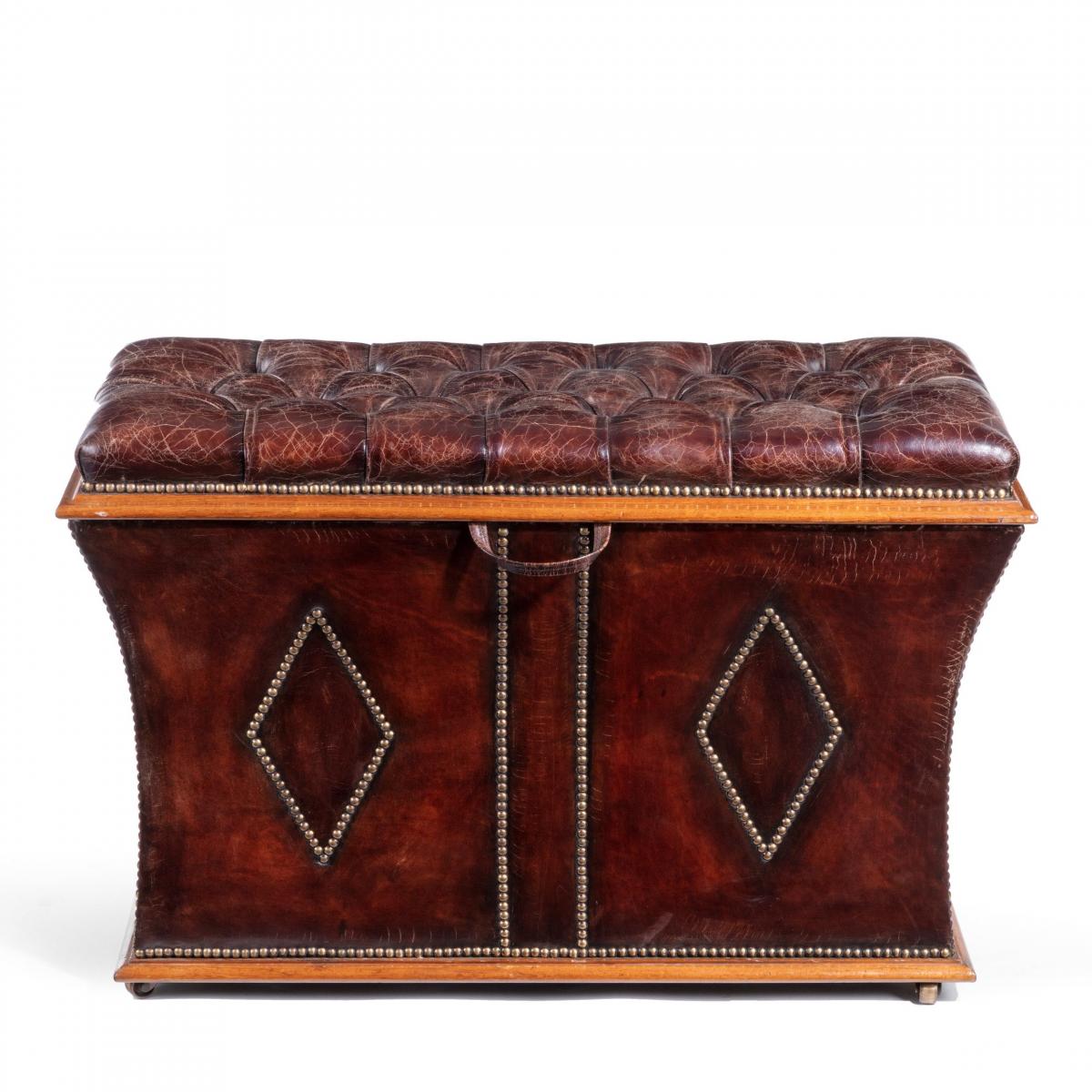 An unusual shaped William IV rosewood framed box ottoman