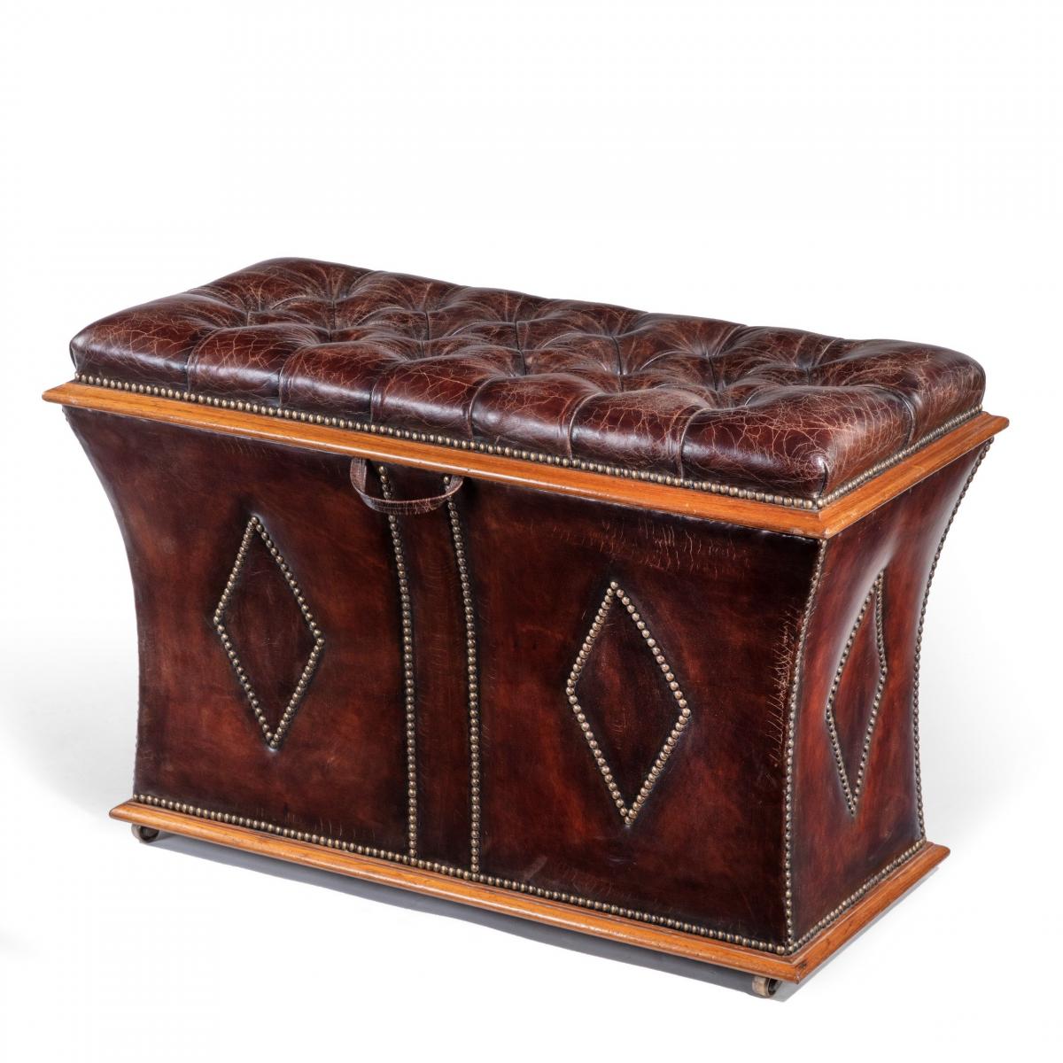 An unusual shaped William IV rosewood framed box ottoman
