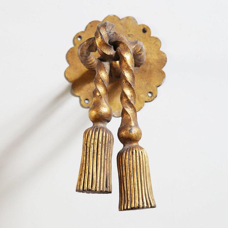 A Fine Pair of Gilded Bronze Curtain Tiebacks attributed to Gilbert Poillerat