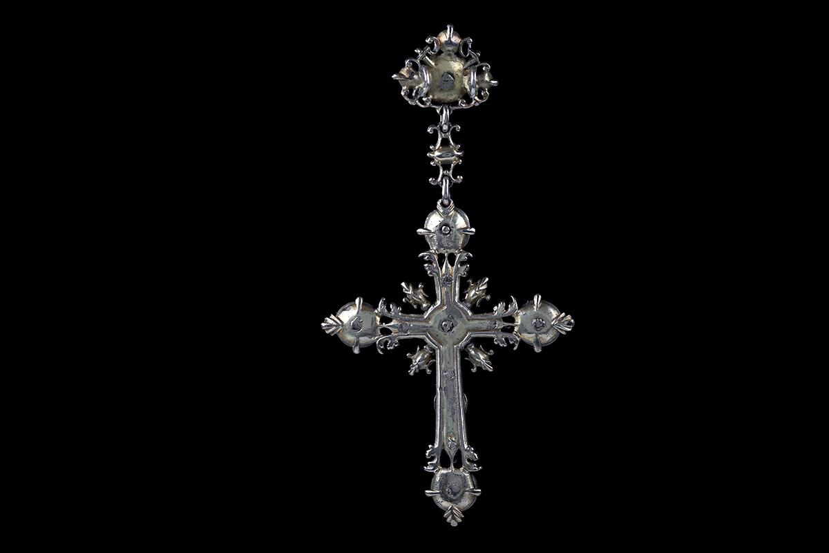 Antique 18th Century Silver and Table Cut Diamond Cross, *French circa 1720