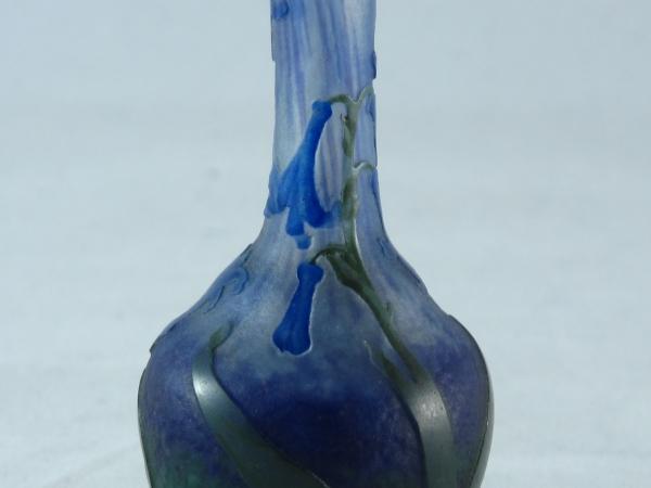 Daum glass vase decorated in cameo and enamel with Jacinthes Sauvage