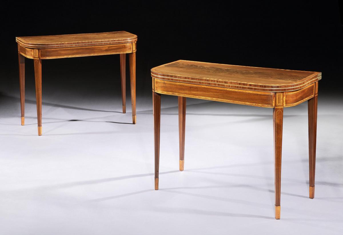 A Pair of George III Mahogany Card Tables