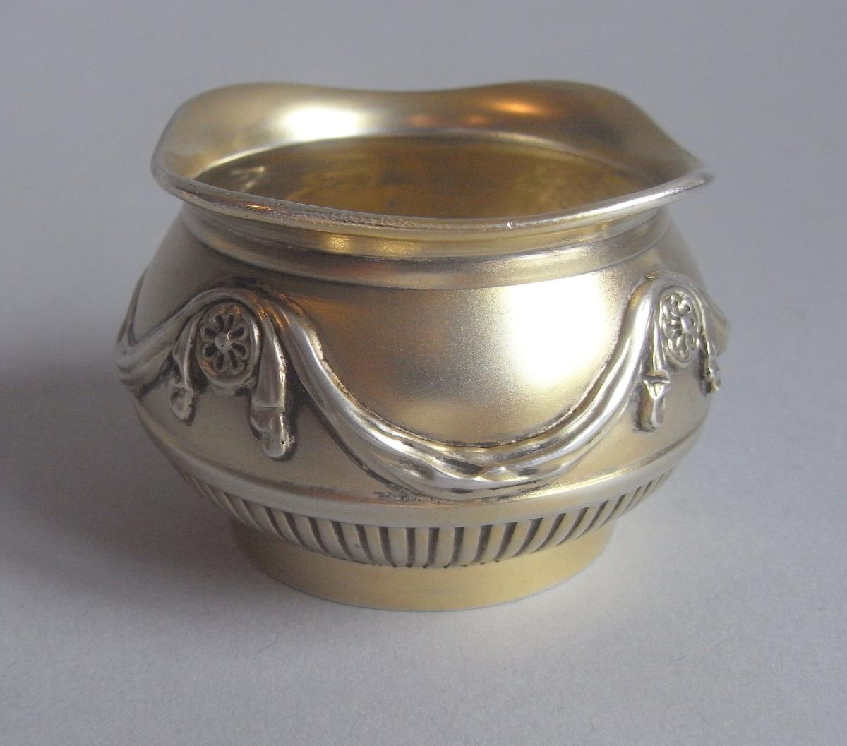 A Very Fine Pair of Silver Gilt Neo-Classical Revival Salt Cellars Made in Birmingham by Frederick Elkington in 1878