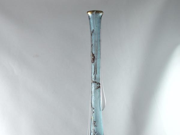 Daum cameo and enamel winter landscape vase with applied glass icicles