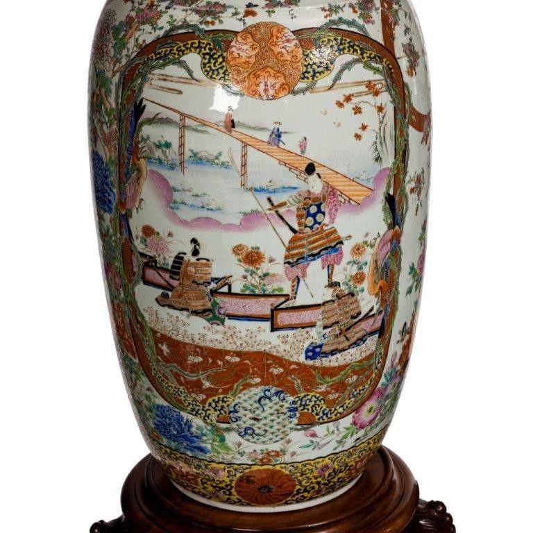 A Pair of Fukagawa Polychrome Porcelain Vases