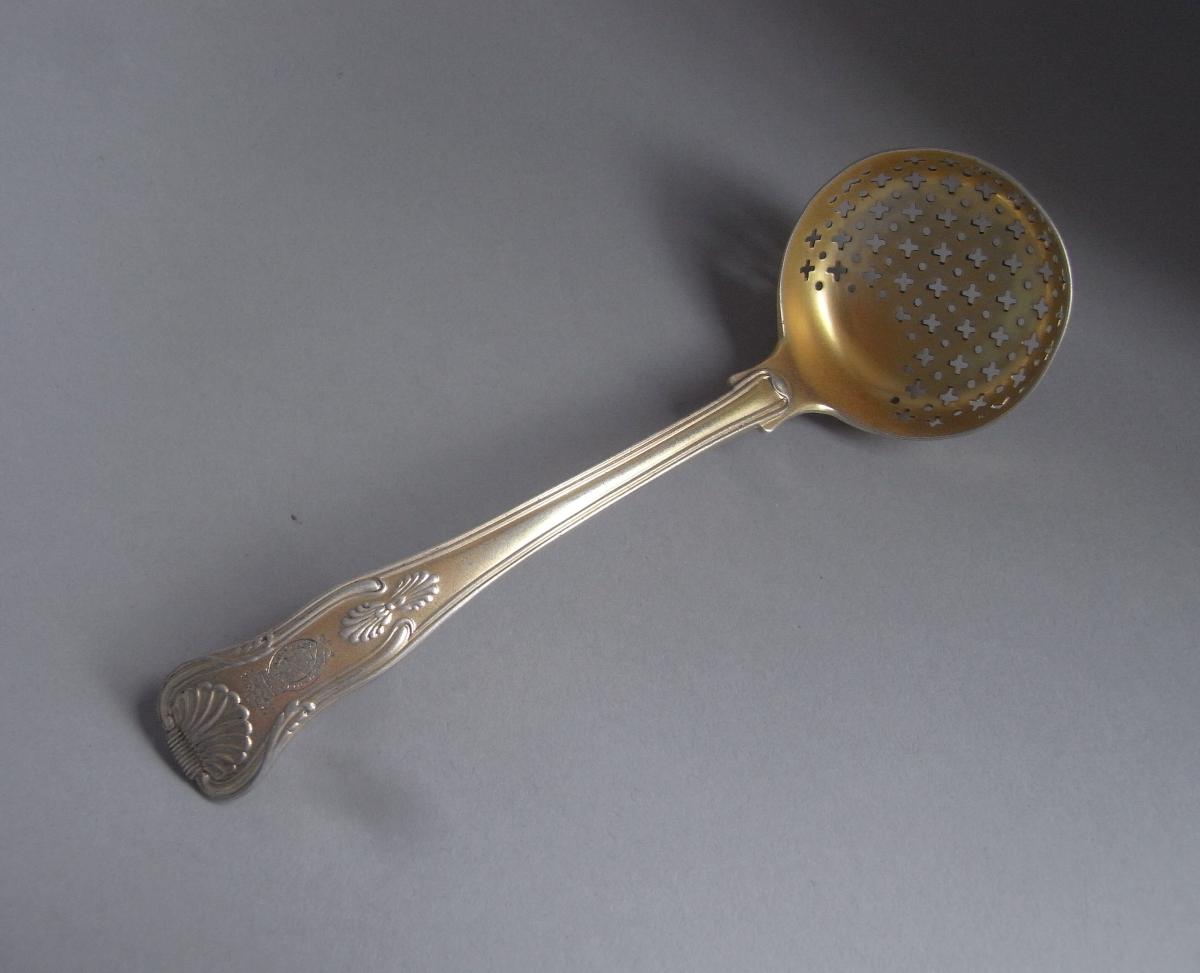 A Very Fine George IV Silver Gilt Sifter Spoon Made in London in 1822 by William Eley & William Fearn