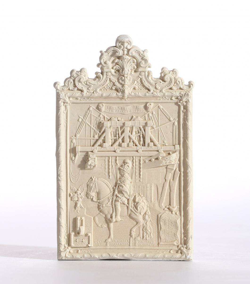 Biscuit Porcelain Plaque Commemorating the erection of the Equestrian Statue of King Jose I of Portugal