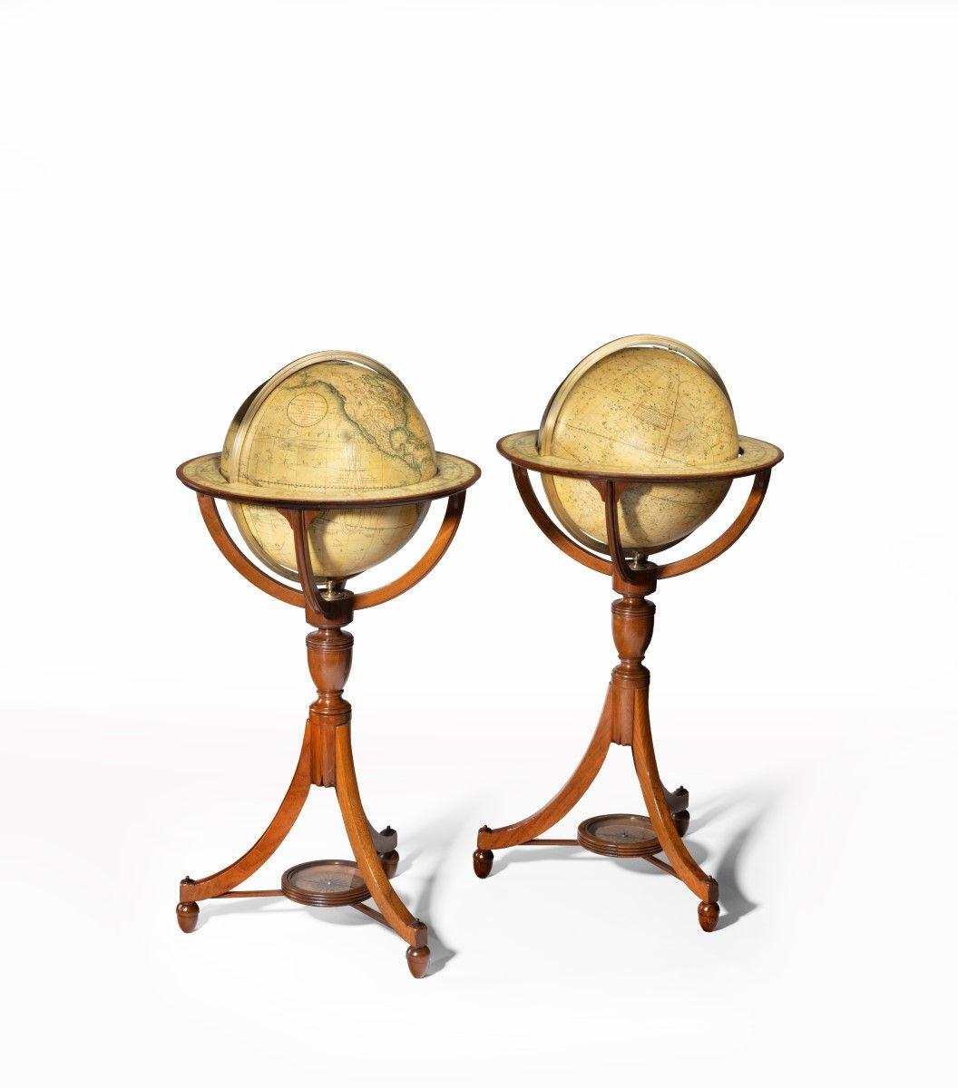 Pair of George III J & W Cary’s 12 inch Floor Globes 1800