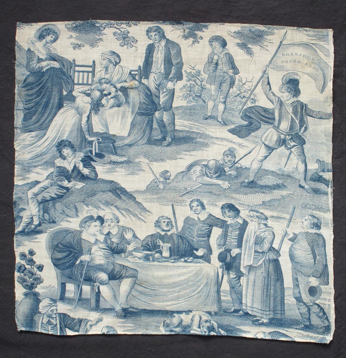 Shakespere's [sic] Seven Ages [of Man], English Print on Cotton