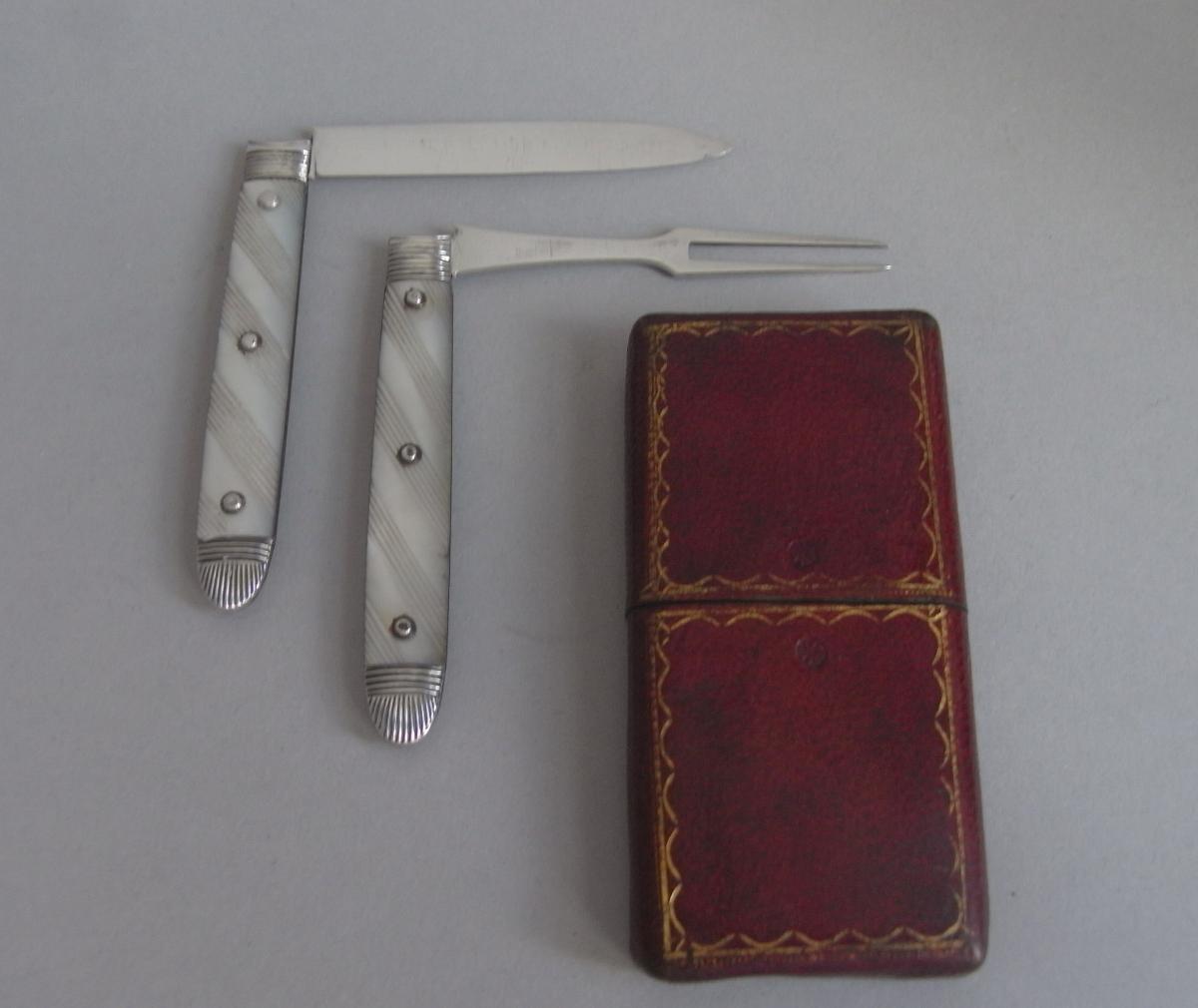 A Very Fine George III Folding Fruit Knife & Fork made most probably in Sheffield circa 1786-90