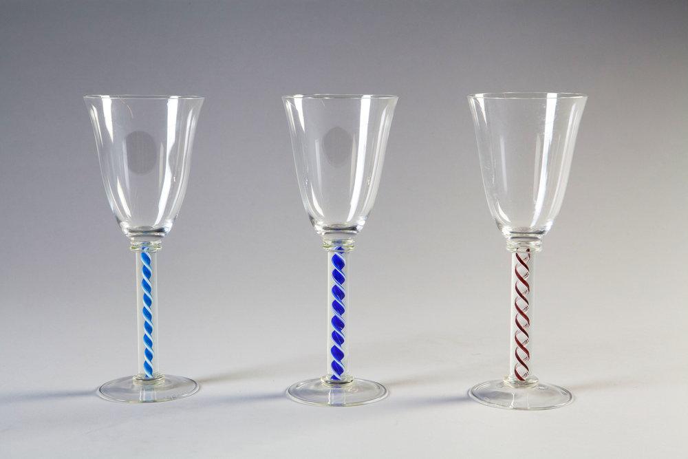 A Set of Twelve Spiral Twist Wine Glasses