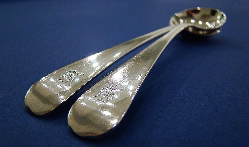 Pair of Victorian Silver 'Old English' Pattern Salt Spoons