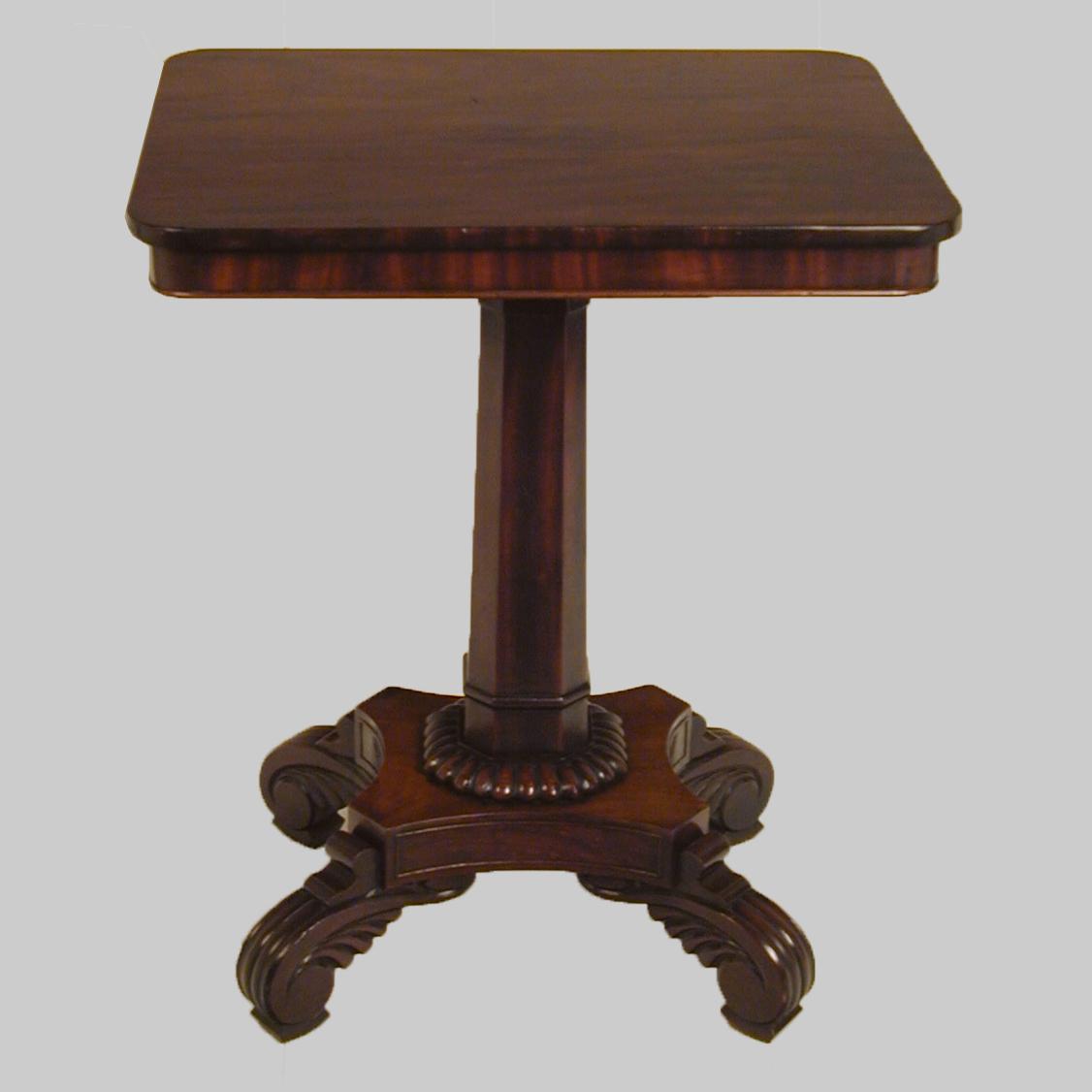 Small Regency mahogany pedestal centre table
