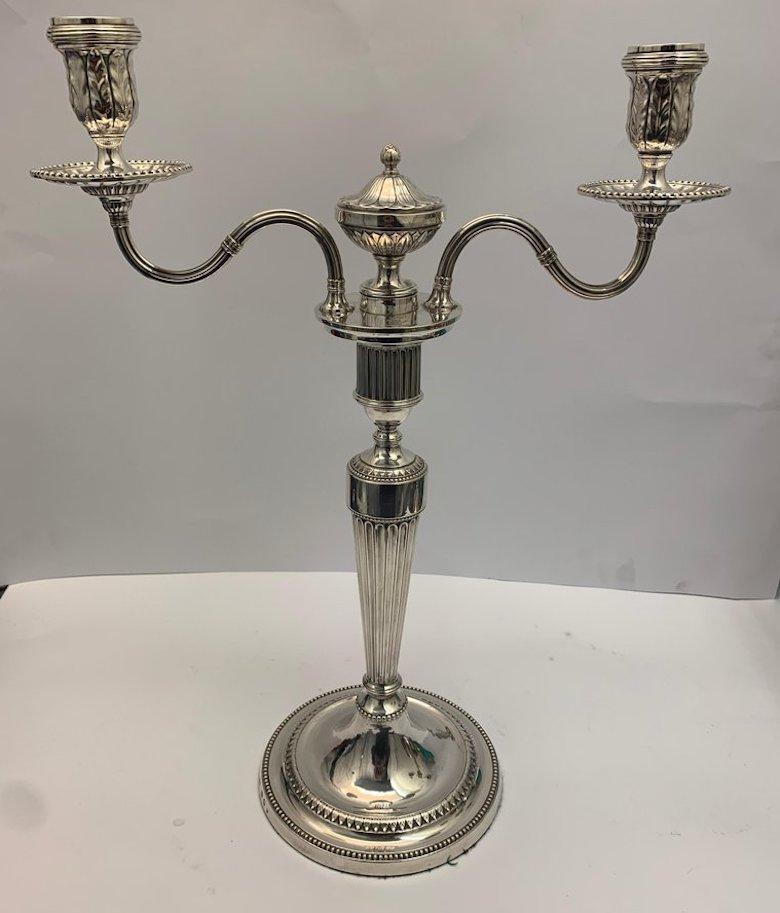 A Pair of Large Antique Silver Candlesticks 18th Century