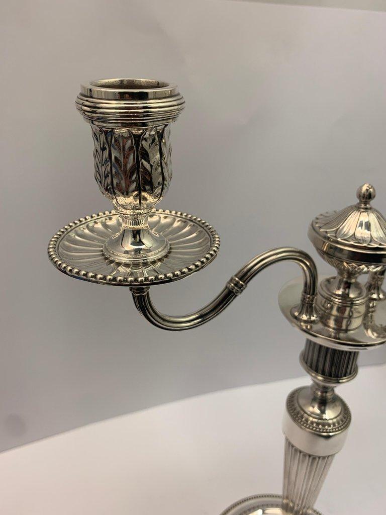 A Pair of Large Antique Silver Candlesticks 18th Century