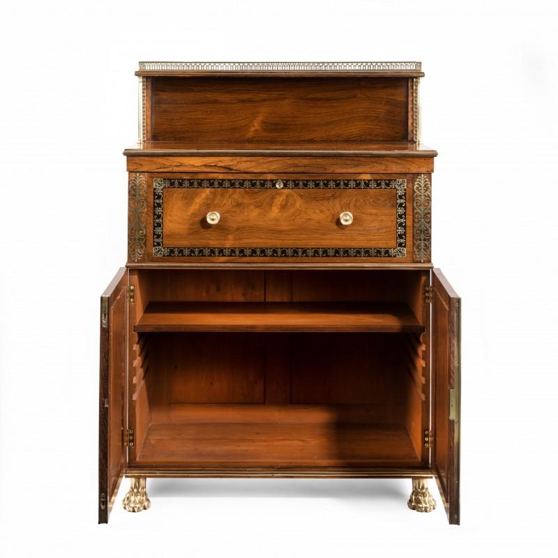 A Regency Brass-Inlaid Rosewood Secretaire Cabinet 1810