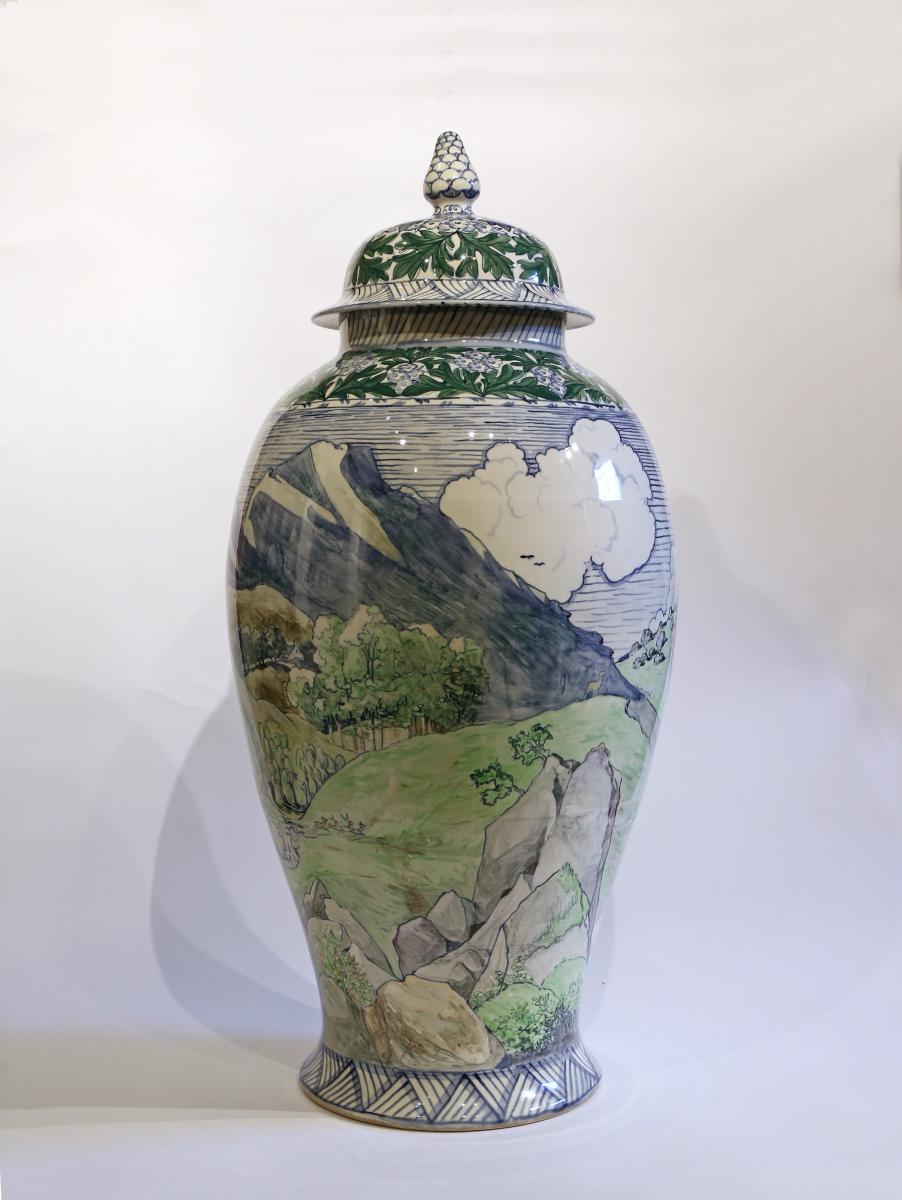 A Massive Vase and Cover Painted by Alfred Powell Wedgewood