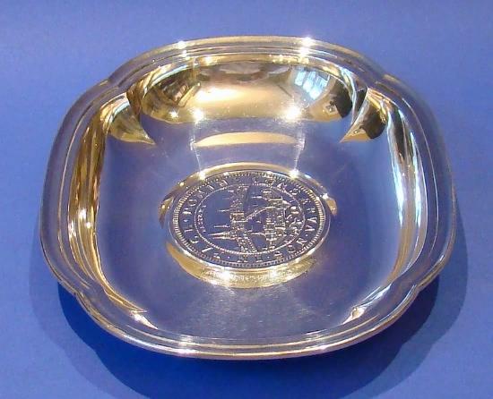 Swiss Sterling Silver Dish with Coin Base