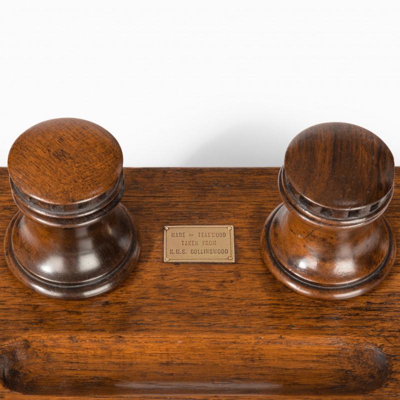 A desk set made of timber from HMS Collingwood (England, c. 1890)