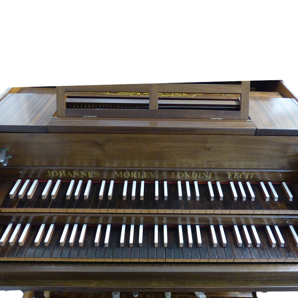 John Morley 5 octave double manual harpsichord walnut c1971