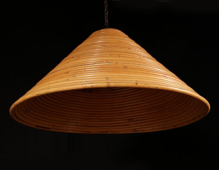 A Mid-Century Bamboo Hanging Light