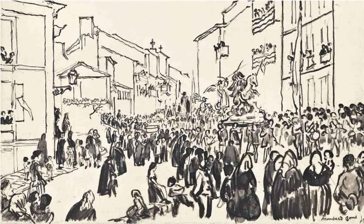 Procession at Santiago de Compostella, Sir Muirhead Bone R.E., H.R.S.A. (1876-1953)