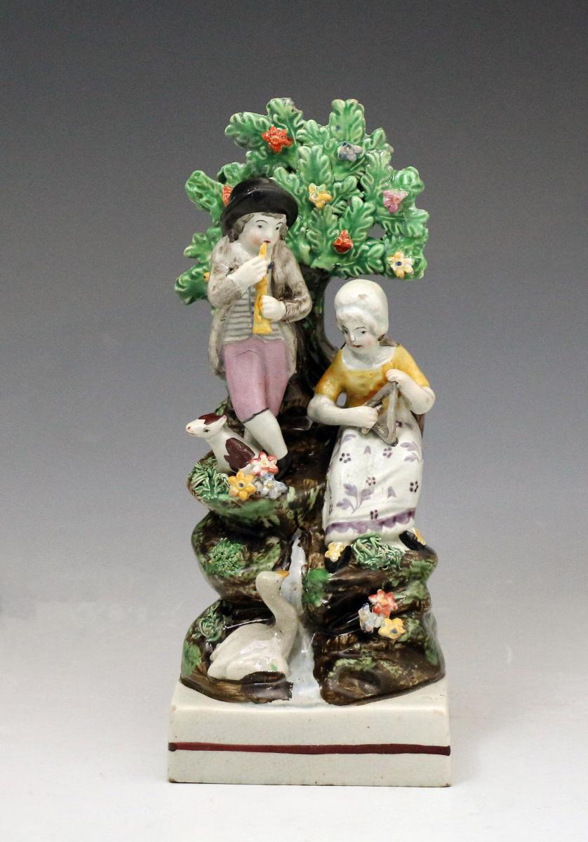 Staffordshire pottery bocage figure, pearlware 19th century English